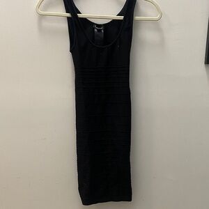 bebe Black Textured Mini Dress